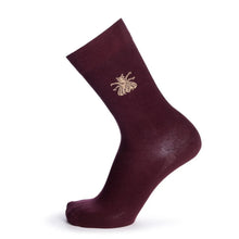 The Napoleon Bee burgundy sock by Maison Broussaud