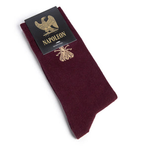 The Napoleon Bee burgundy sock by Maison Broussaud
