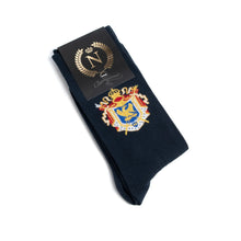 Napoleon Coat of Arms navy socks by Maison Broussaud