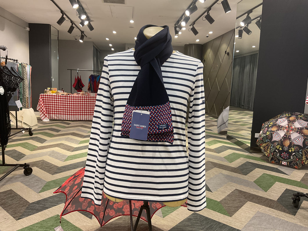 Saint James x Élysée Red, White and Blue Woollen Scarf