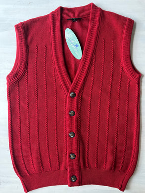 GECCU cable knit merino wool sleeveless cardigan, Small