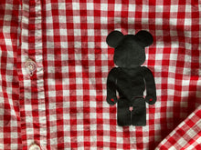 COMME des GARÇONS BLACK / MediCom Bearbrick colab red and white check long-sleeve shirt, made in Japan, Small.