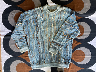 Vintage COOGI Blues 3D-knitted cotton jumper, Large.