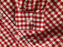 COMME des GARÇONS BLACK / MediCom Bearbrick colab red and white check long-sleeve shirt, made in Japan, Small.