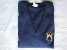 Vintage 1980s v-neck pure wool navy jumper, made in Australia, Large
