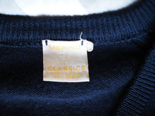 Vintage 1980s v-neck pure wool navy jumper, made in Australia, Large
