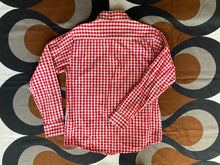 COMME des GARÇONS BLACK / MediCom Bearbrick colab red and white check long-sleeve shirt, made in Japan, Small.