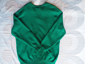 Vintage 1980s v-neck pure wool green jumper, made in Australia, XXL